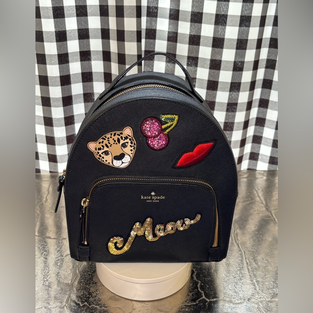 kate spade Black Embellished Mini Backpack with Patches